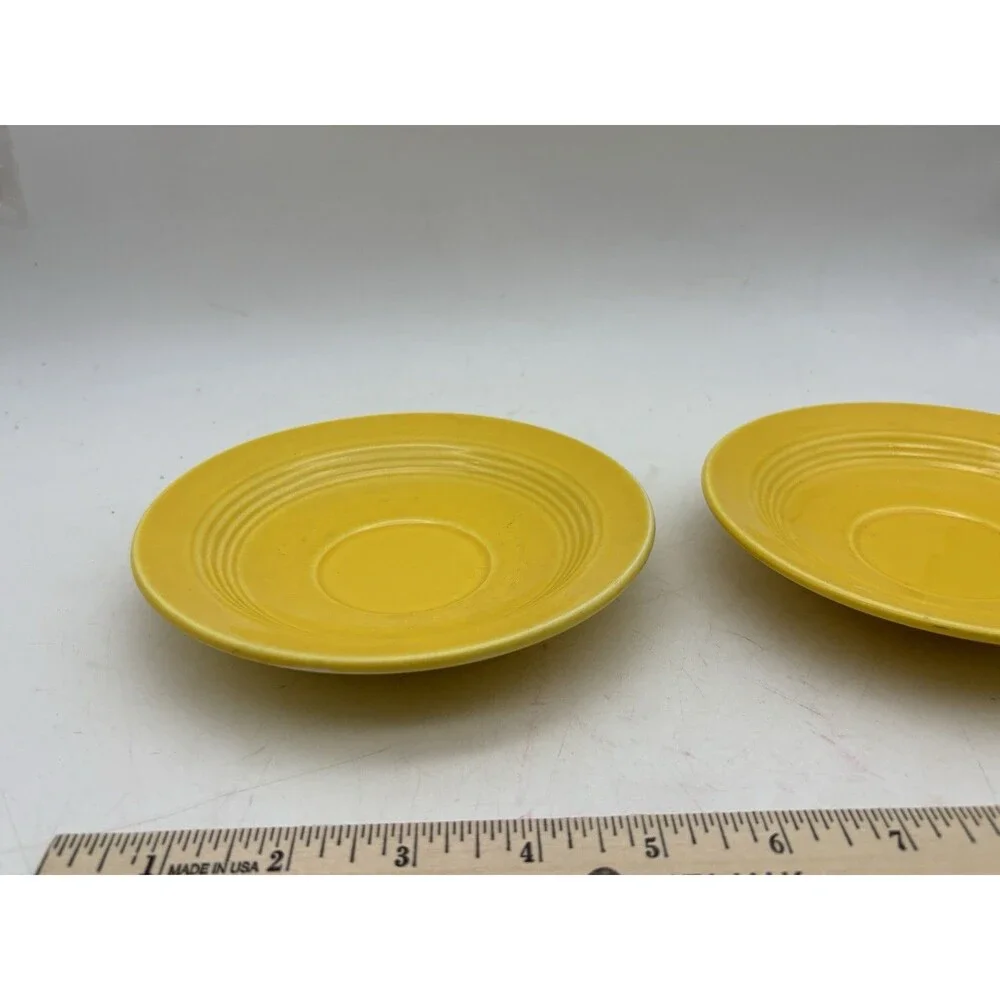 Pair Vintage Fiesta Fiestaware Sunflower Yellow Fruit Dessert Bowls USA